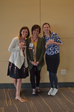 Ellen Berne Pathfinder Award winners, Kendall Boninti (left) and Liz Phipps-Soeriro (right) with MSLA president Anita Cellucci